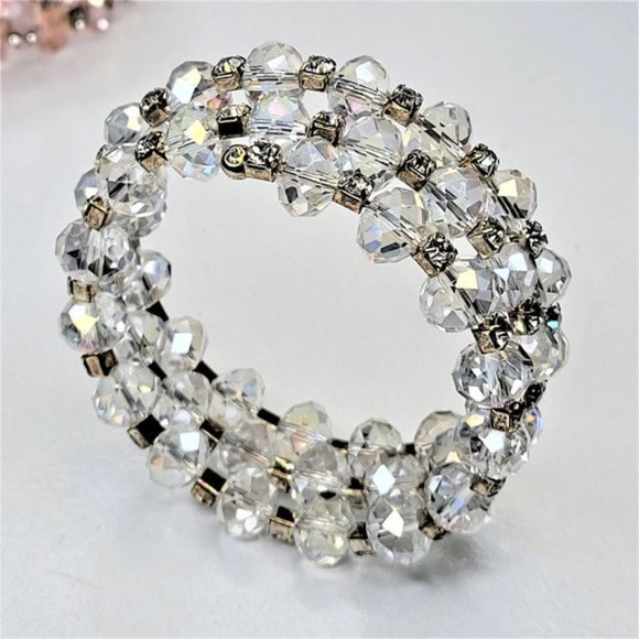 Clear Sparkling Fashion Crystal Glass Wrap Around Bracelet - Picture 2 of 7